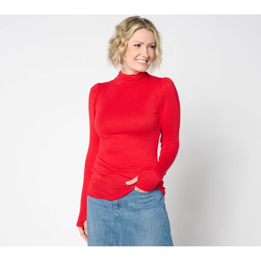 Studio Park Women's Top Plus Sz 3X X Shawn Killinger Funnel Neck Knit Red